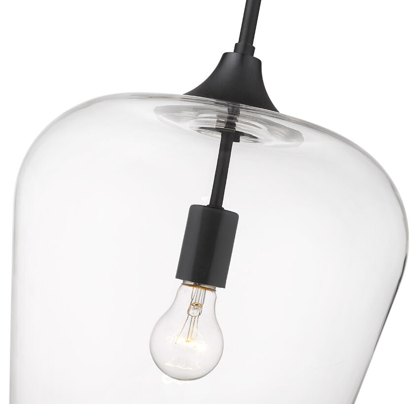 Z-Lite Joliet 12" 1-Light Matte Black Steel Pendant Light With Clear Glass Shade