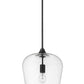 Z-Lite Joliet 12" 1-Light Matte Black Steel Pendant Light With Clear Glass Shade