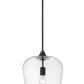 Z-Lite Joliet 12" 1-Light Matte Black Steel Pendant Light With Clear Glass Shade