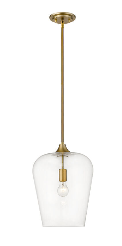 Z-Lite Joliet 12" 1-Light Olde Brass Steel Pendant Light With Clear Glass Shade