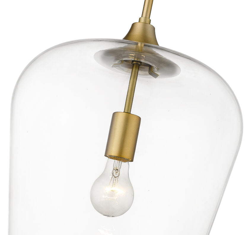 Z-Lite Joliet 12" 1-Light Olde Brass Steel Pendant Light With Clear Glass Shade