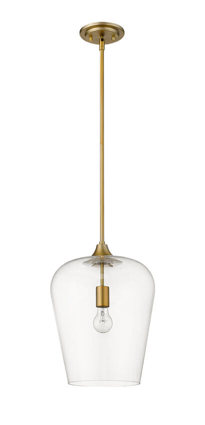 Z-Lite Joliet 12" 1-Light Olde Brass Steel Pendant Light With Clear Glass Shade