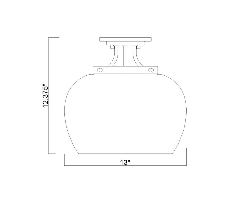 Z-Lite Joliet 13" 1-Light Burnished Brass Steel Frame Clear Glass Shade Semi-Flush Mount Lighting