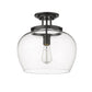 Z-Lite Joliet 13" 1-Light Matte Black Semi Flush Mount With Clear Glass Shade