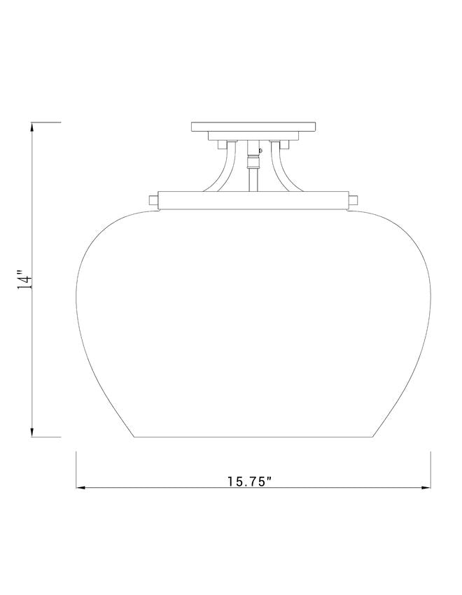 Z-Lite Joliet 16" 3-Light Brushed Nickel Semi Flush Mount With Clear Glass Shade