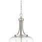 Z-Lite Joliet 16" 3-Light Brushed Nickel Steel Pendant Light With Clear Glass Shade