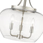 Z-Lite Joliet 16" 3-Light Brushed Nickel Steel Pendant Light With Clear Glass Shade