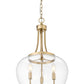 Z-Lite Joliet 16" 3-Light Burnished Brass Steel Frame Clear Glass Shade Pendant Light