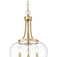 Z-Lite Joliet 16" 3-Light Burnished Brass Steel Frame Clear Glass Shade Pendant Light
