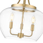Z-Lite Joliet 16" 3-Light Burnished Brass Steel Frame Clear Glass Shade Pendant Light
