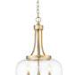 Z-Lite Joliet 16" 3-Light Burnished Brass Steel Frame Clear Glass Shade Pendant Light