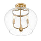 Z-Lite Joliet 16" 3-Light Burnished Brass Steel Frame Clear Glass Shade Semi-Flush Mount Lighting