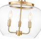 Z-Lite Joliet 16" 3-Light Burnished Brass Steel Frame Clear Glass Shade Semi-Flush Mount Lighting