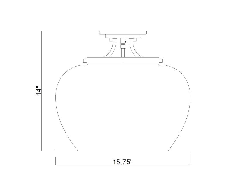Z-Lite Joliet 16" 3-Light Burnished Brass Steel Frame Clear Glass Shade Semi-Flush Mount Lighting