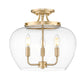 Z-Lite Joliet 16" 3-Light Burnished Brass Steel Frame Clear Glass Shade Semi-Flush Mount Lighting