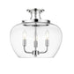 Z-Lite Joliet 16" 3-Light Chrome Semi Flush Mount With Clear Glass Shade