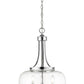 Z-Lite Joliet 16" 3-Light Chrome Steel Pendant Light With Clear Glass Shade