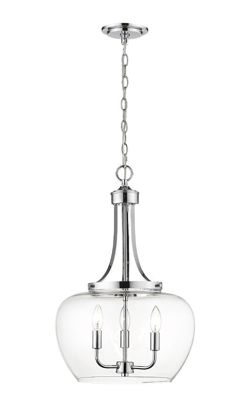 Z-Lite Joliet 16" 3-Light Chrome Steel Pendant Light With Clear Glass Shade