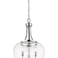 Z-Lite Joliet 16" 3-Light Chrome Steel Pendant Light With Clear Glass Shade