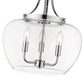 Z-Lite Joliet 16" 3-Light Chrome Steel Pendant Light With Clear Glass Shade