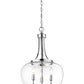 Z-Lite Joliet 16" 3-Light Chrome Steel Pendant Light With Clear Glass Shade