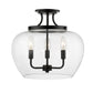 Z-Lite Joliet 16" 3-Light Matte Black Semi Flush Mount With Clear Glass Shade