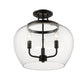 Z-Lite Joliet 16" 3-Light Matte Black Semi Flush Mount With Clear Glass Shade