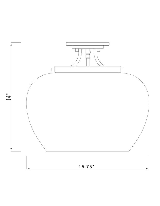 Z-Lite Joliet 16" 3-Light Matte Black Semi Flush Mount With Clear Glass Shade