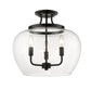 Z-Lite Joliet 16" 3-Light Matte Black Semi Flush Mount With Clear Glass Shade