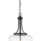 Z-Lite Joliet 16" 3-Light Matte Black Steel Pendant Light With Clear Glass Shade