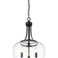 Z-Lite Joliet 16" 3-Light Matte Black Steel Pendant Light With Clear Glass Shade