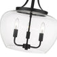 Z-Lite Joliet 16" 3-Light Matte Black Steel Pendant Light With Clear Glass Shade