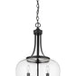 Z-Lite Joliet 16" 3-Light Matte Black Steel Pendant Light With Clear Glass Shade