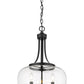 Z-Lite Joliet 16" 3-Light Matte Black Steel Pendant Light With Clear Glass Shade