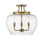 Z-Lite Joliet 16" 3-Light Olde Brass Semi Flush Mount With Clear Glass Shade