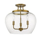 Z-Lite Joliet 16" 3-Light Olde Brass Semi Flush Mount With Clear Glass Shade