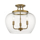 Z-Lite Joliet 16" 3-Light Olde Brass Semi Flush Mount With Clear Glass Shade