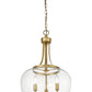 Z-Lite Joliet 16" 3-Light Olde Brass Steel Pendant Light With Clear Glass Shade