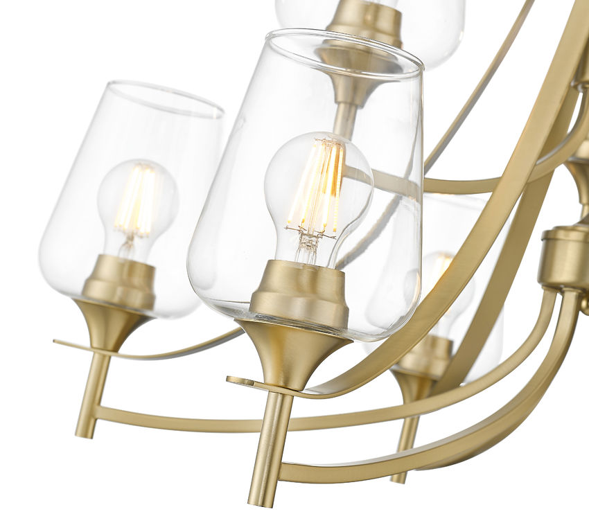 Z-Lite Joliet 31" 9-Light Burnished Brass Steel Frame Clear Glass Shade Chandelier