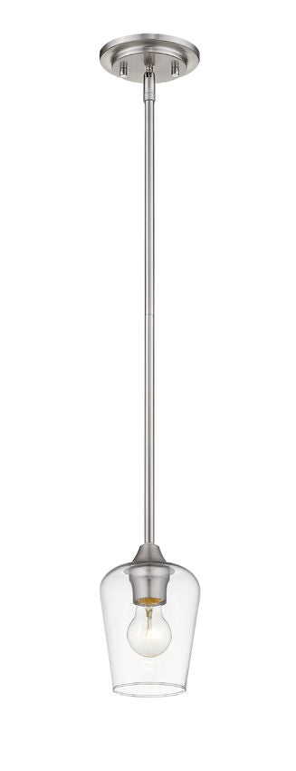 Z-Lite Joliet 6" 1-Light Brushed Nickel Mini Pendant Light With Clear Glass Shade