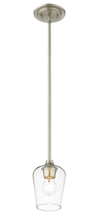 Z-Lite Joliet 6" 1-Light Brushed Nickel Mini Pendant Light With Clear Glass Shade