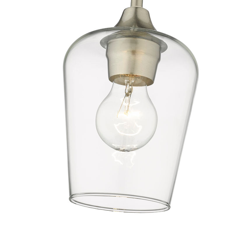 Z-Lite Joliet 6" 1-Light Brushed Nickel Mini Pendant Light With Clear Glass Shade