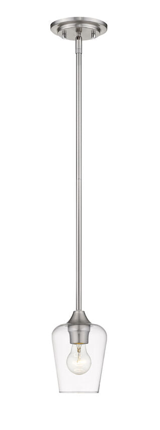 Z-Lite Joliet 6" 1-Light Brushed Nickel Mini Pendant Light With Clear Glass Shade