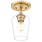 Z-Lite Joliet 6" 1-Light Burnished Brass Steel Frame Clear Glass Shade Flush Mount Lighting