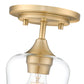 Z-Lite Joliet 6" 1-Light Burnished Brass Steel Frame Clear Glass Shade Flush Mount Lighting