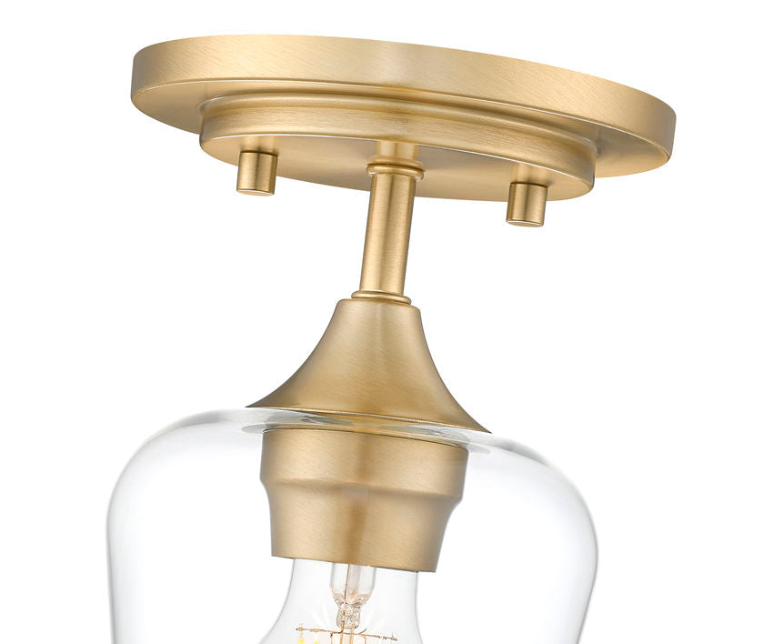 Z-Lite Joliet 6" 1-Light Burnished Brass Steel Frame Clear Glass Shade Flush Mount Lighting