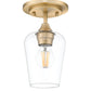Z-Lite Joliet 6" 1-Light Burnished Brass Steel Frame Clear Glass Shade Flush Mount Lighting