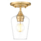Z-Lite Joliet 6" 1-Light Burnished Brass Steel Frame Clear Glass Shade Flush Mount Lighting