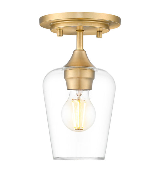 Z-Lite Joliet 6" 1-Light Burnished Brass Steel Frame Clear Glass Shade Flush Mount Lighting