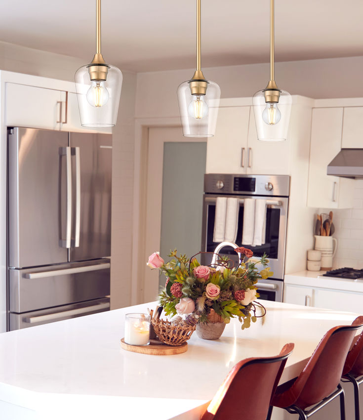 Z-Lite Joliet 6" 1-Light Burnished Brass Steel Frame Clear Glass Shade Pendant Light